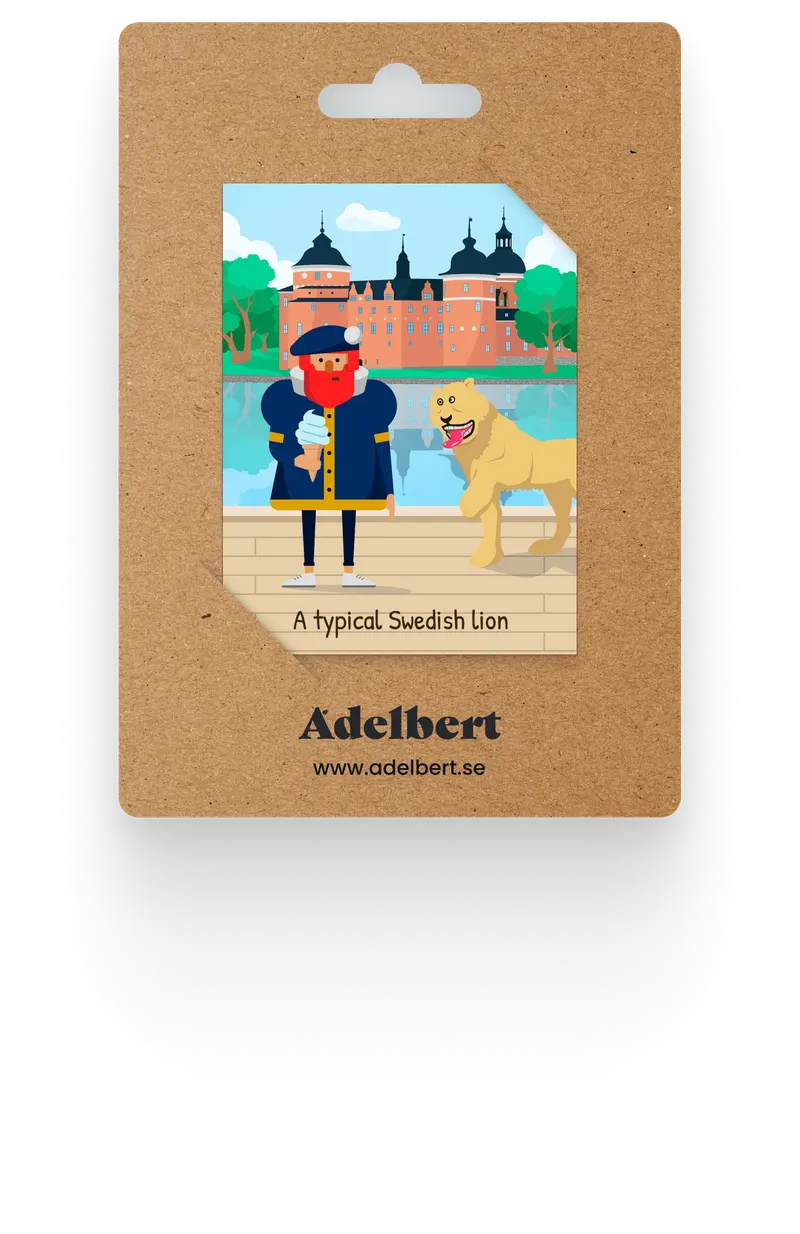Magnet med Adelbert: A typical Swedish lion